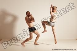 Underwear Martial art Man - Man White Moving poses Athletic Short Blond Dynamic poses Academic